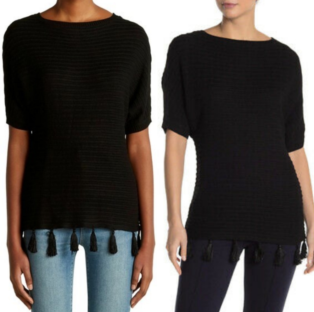 NWT Catherine Malandrino Knit Tassel Black Sweater
